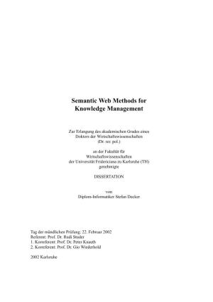 Semantic Web Methods for Knowledge Management