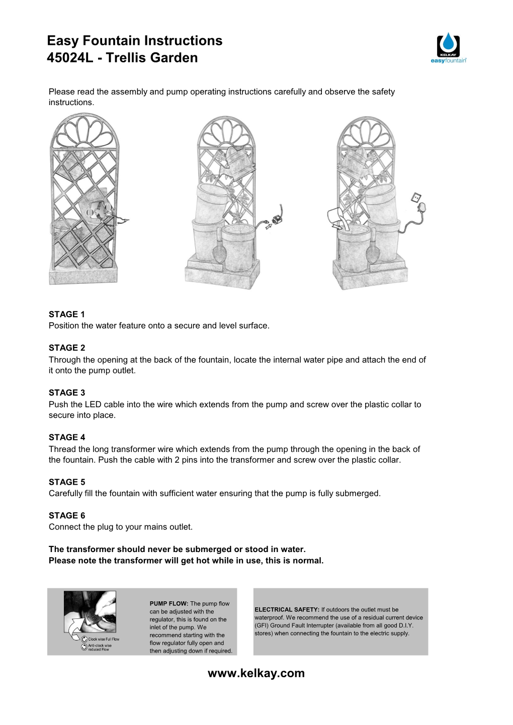 Easy Fountain Instructions 45024L - Trellis Garden