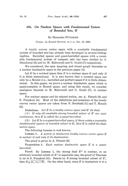 181. on Nuclear Spaces with Fundamental System O F Bounded Sets