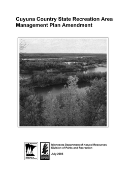 Cuyuna Country State Recreation Area Plan Amendment