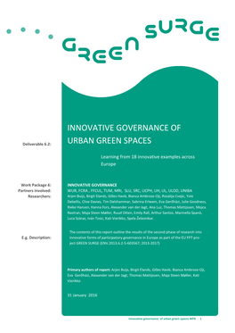 Innovative Governance of Urban Green Spaces WP6 1