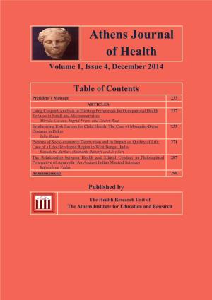 Athens Journal of Health