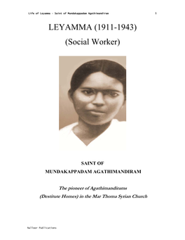 LEYAMMA (1911-1943) (Social Worker)