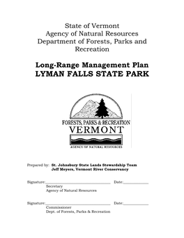 Long-Range Management Plan LYMAN FALLS STATE PARK