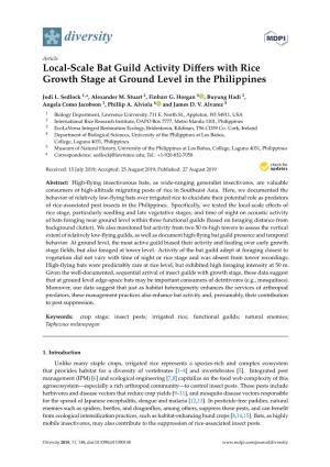 Local-Scale Bat Guild Activity Differs with Rice Growth Stage at Ground Level in the Philippines