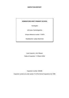 Inspection Report Hemingford Grey Primary