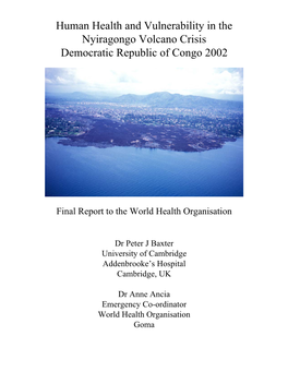 Human Health and Vulnerability in the Nyiragongo Volcano Crisis Democratic Republic of Congo 2002