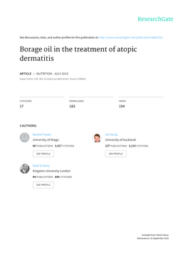 Borage Oil in the Treatment of Atopic Dermatitis