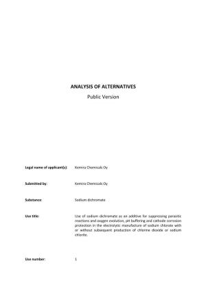 ANALYSIS of ALTERNATIVES Public Version