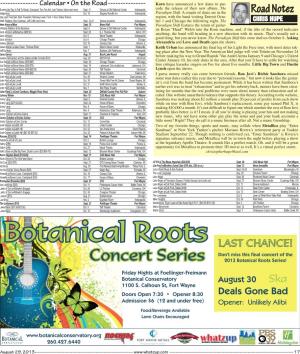 Botanical Roots LAST CHANCE! Don’T Miss This Final Concert of the Concert Series 2013 Botanical Roots Series!