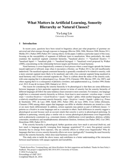 What Matters in Artificial Learning, Sonority Hierarchy Or Natural Classes?