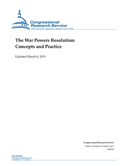 The War Powers Resolution: Concepts and Practice