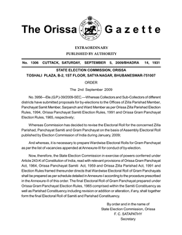 The Orissa G a Z E T T E