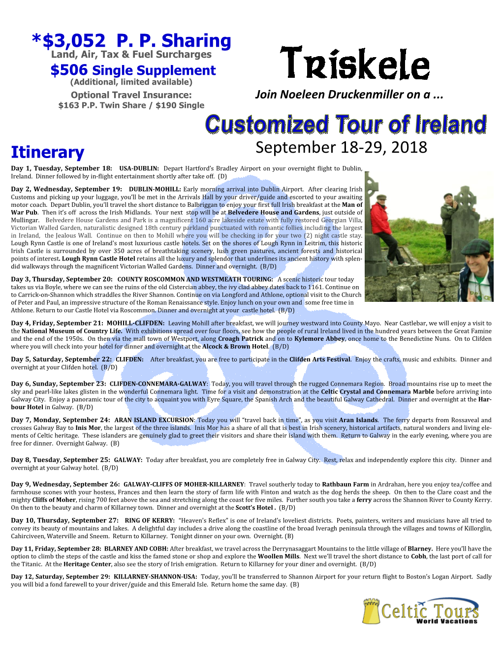 Triskele Ireland Sept. 18-29, 2018.Pub