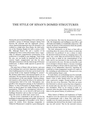 The Style of Sinan's Domed Structures