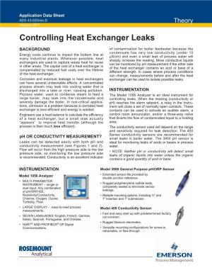 Controlling Heat Exchanger Leaks