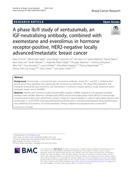 A Phase Ib/II Study of Xentuzumab, an IGF-Neutralising Antibody