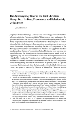 The Apocalypse of Peter As the First Christian Martyr Text: Its Date, Provenance and Relationship with 2 Peter