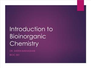 Introduction to Bioinorganic Chemistry