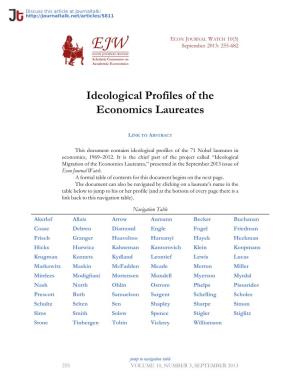 Ideological Profiles of the Economics Laureates · Econ Journal Watch