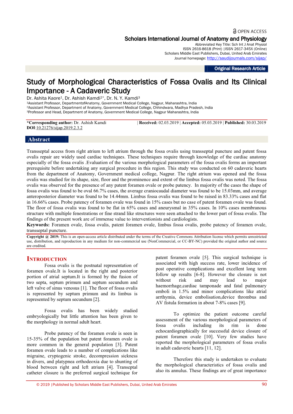 Study of Morphological Characteristics of Fossa Ovalis and Its Clinical Importance - a Cadaveric Study Dr