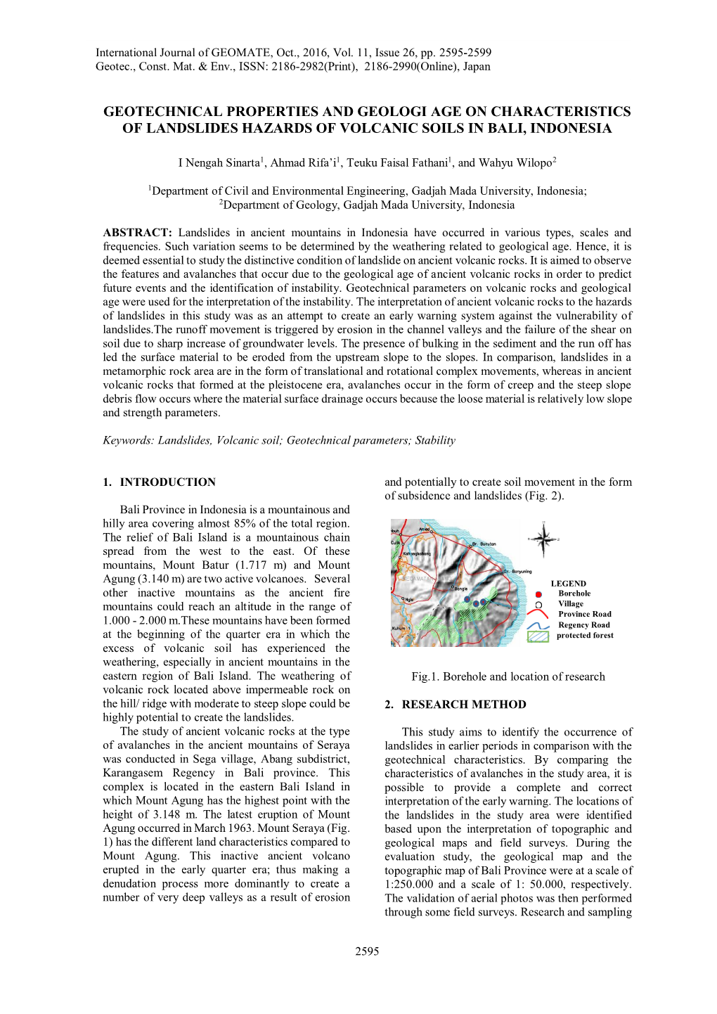 Geotechnical Properties and Geologi Age on Characteristics of Landslides Hazards of Volcanic Soils in Bali, Indonesia