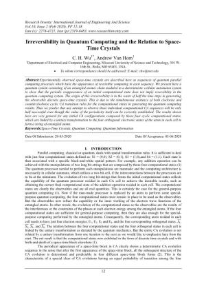 Irreversibility in Quantum Computing and the Relation to Space-Time Crystals Computational States