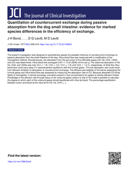 Quantitation of Countercurrent Exchange During Passive Absorption from the Dog Small Intestine: Evidence for Marked Species Differences in the Efficiency of Exchange
