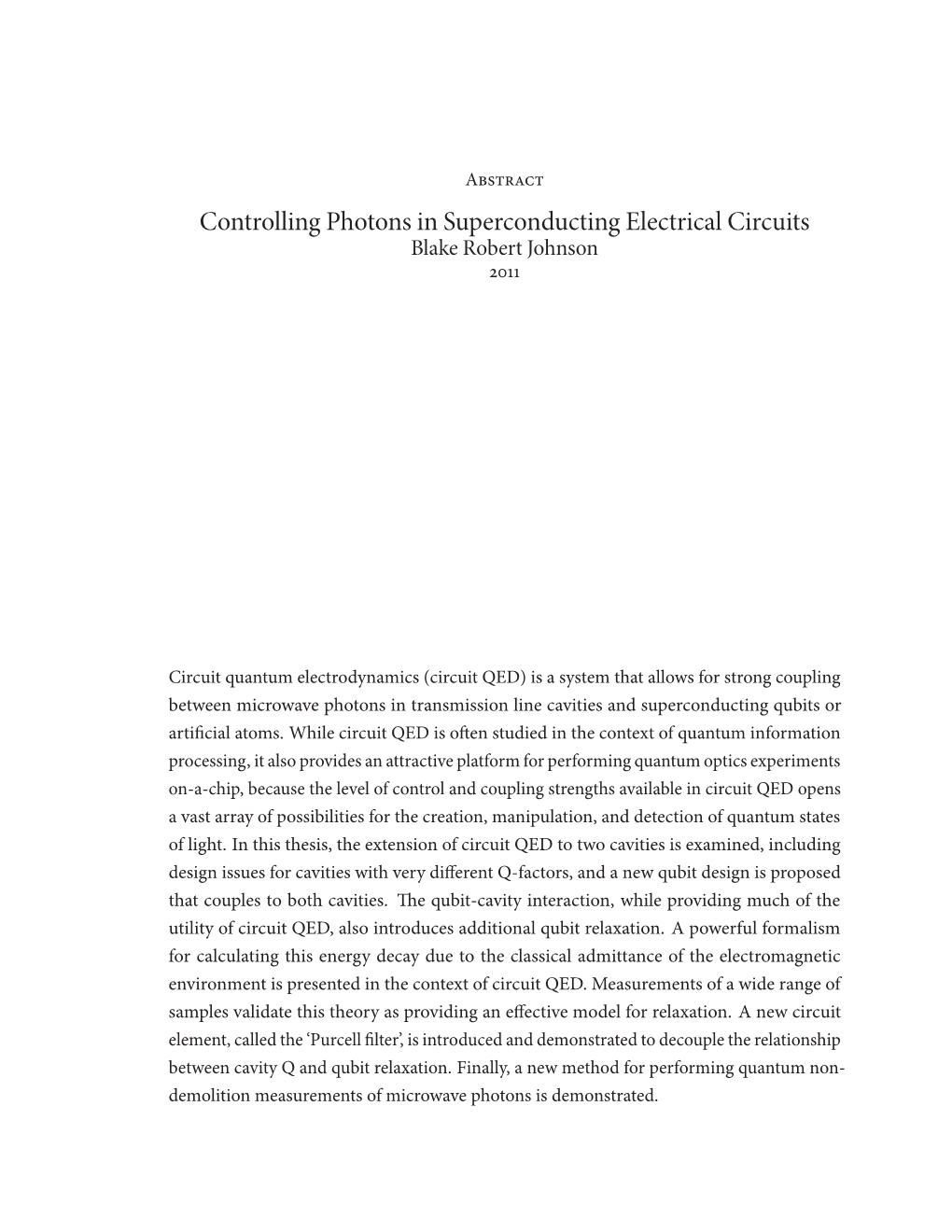 Controlling Photons in Superconducting Electrical Circuits Blakerobertjohnson 2011