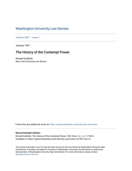 The History of the Contempt Power