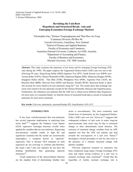 Revisiting the Unit Root Hypothesis and Structural Break: Asia and Emerging Economies Foreign Exchange Markets