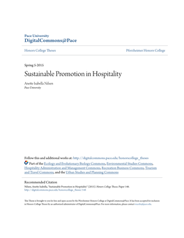 Sustainable Promotion in Hospitality Anette Isabella Nilsen Pace University