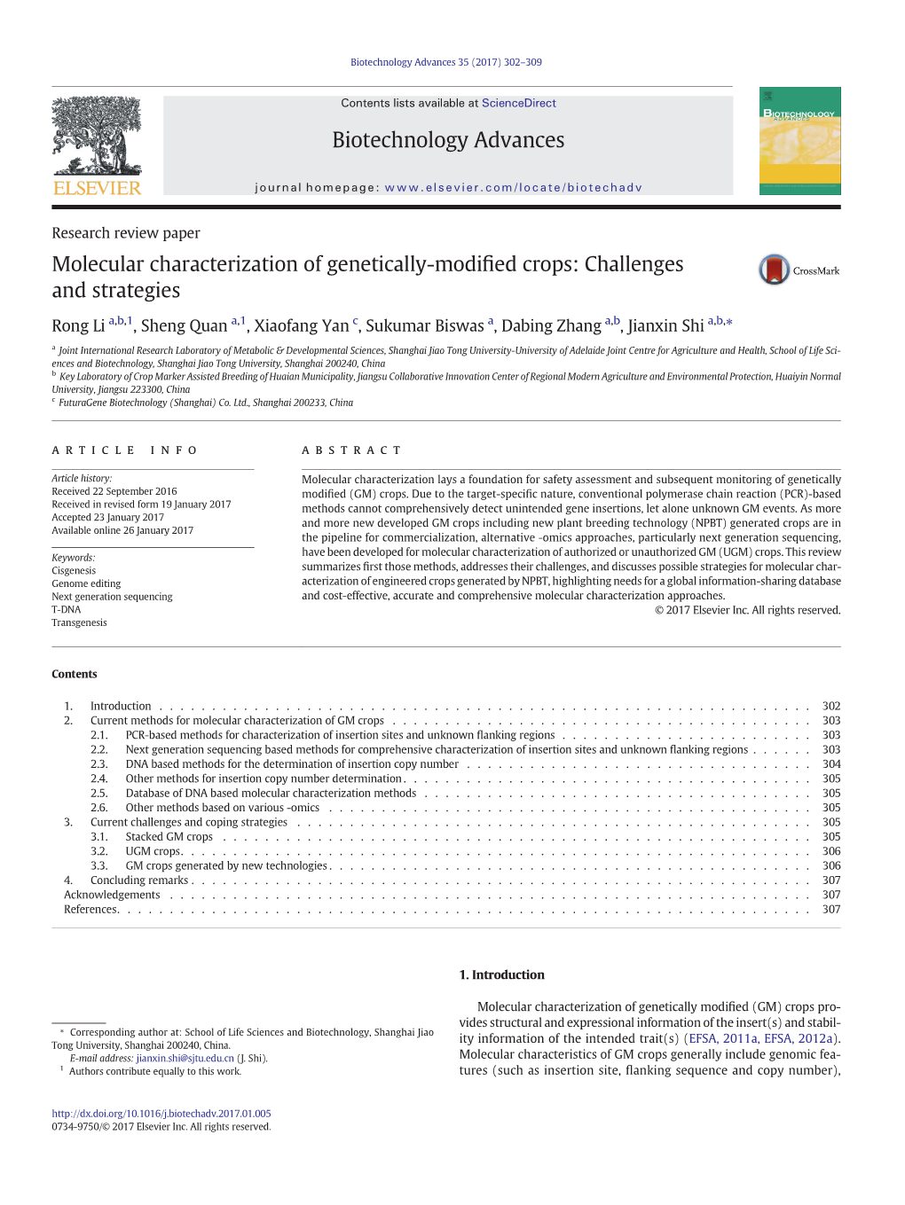 Molecular Characterization of Genetically-Modified Crops