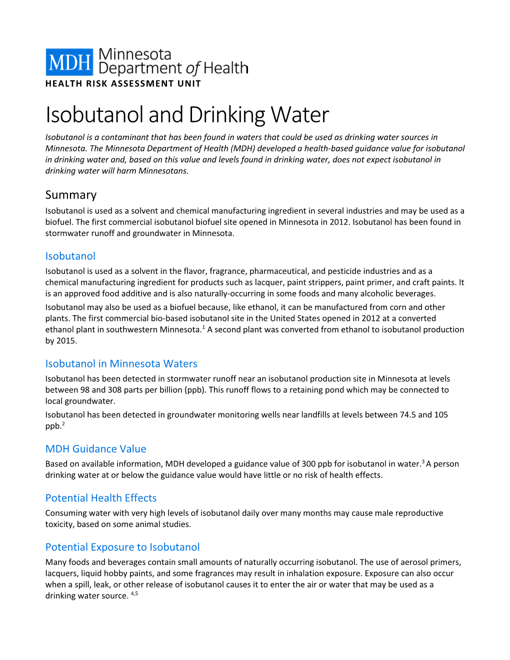 Isobutanol and Drinking Water (PDF)