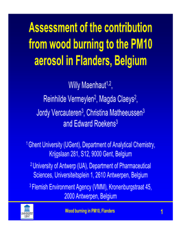 Assessment of the Contribution from Wood Burning to the PM10 Aerosol in Flanders, Belgium