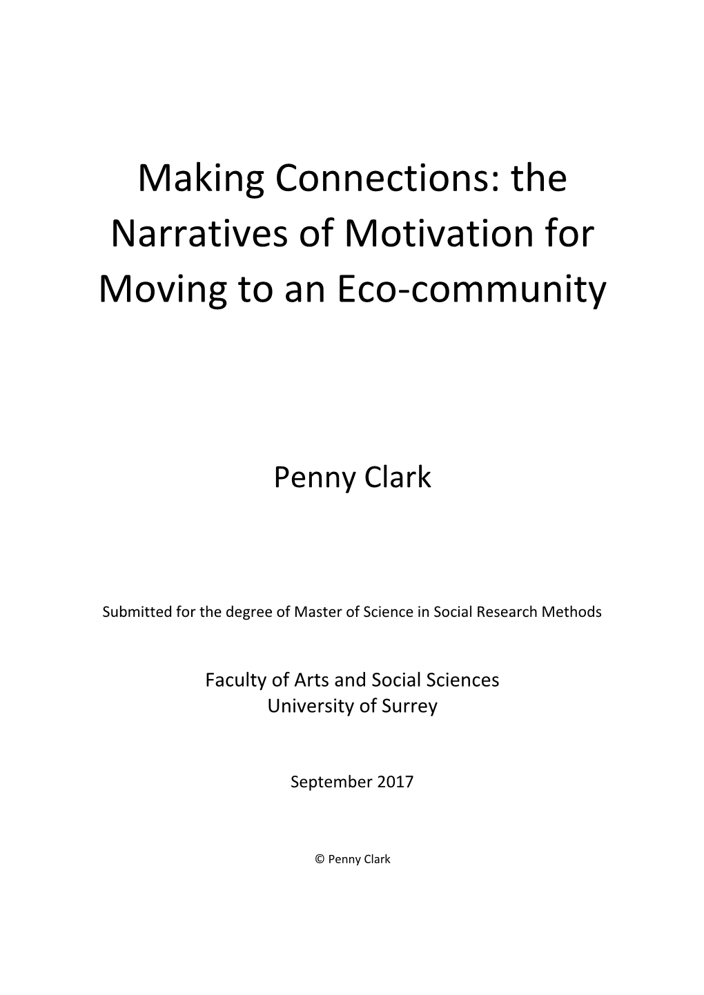 Making Connections: the Narratives of Motivation for Moving to an Eco-Community