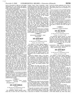 CONGRESSIONAL RECORD — Extensions of Remarks E2739 Doors on November 8, 1899 and Is the Largest Football Coach Forest Evashevski