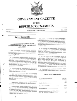 GOVERNMENT GAZETTE of the REPUBLIC of NAMIBIA No