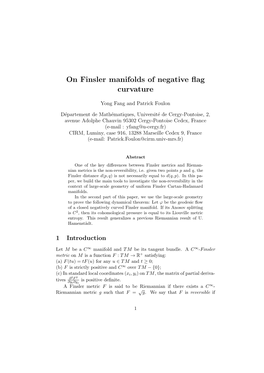 On Finsler Manifolds of Negative Flag Curvature