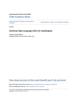 American Sign-Language (ASL) for Audiologists