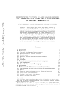 Deterministic Functions on Amenable Semigroups and a Generalization Of