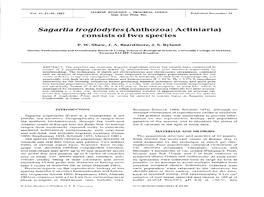 Sagartia Troglodytes (Anthozoa: Actiniaria) Consists of Two Species