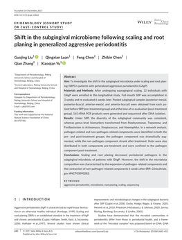 Shift in the Subgingival Microbiome Following Scaling and Root Planing in Generalized Aggressive Periodontitis