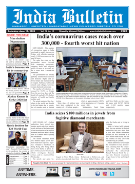 India's Coronavirus Cases Reach Over 300000