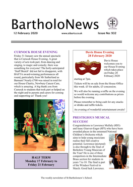 Bartholonews 12 February 2020 Issue No: 932