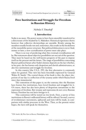Free Institutions and Struggle for Freedom in Russian History