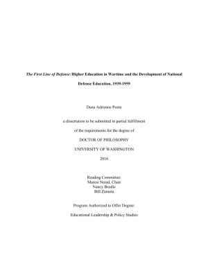 Higher Education in Wartime and the Development of National Defense