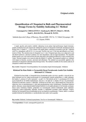 Quantifcation of Clioquinol in Bulk and Pharmaceutical Dosage Forms by Stability Indicating LC Method