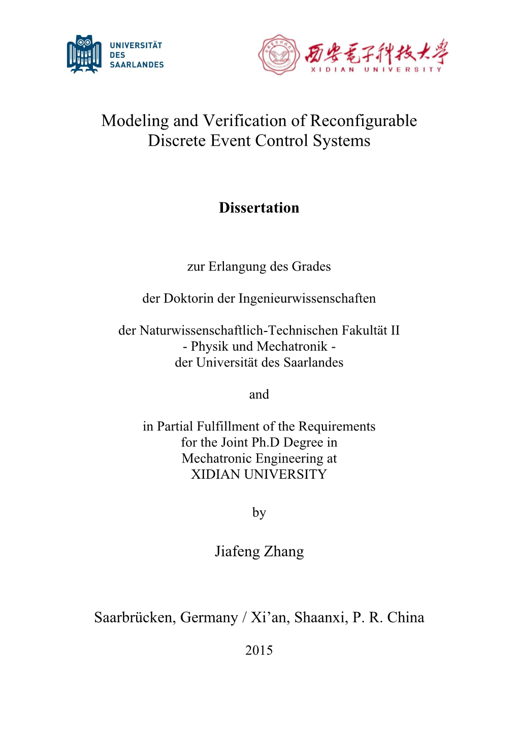 Modeling and Verification of Reconfigurable Discrete Event Control Systems