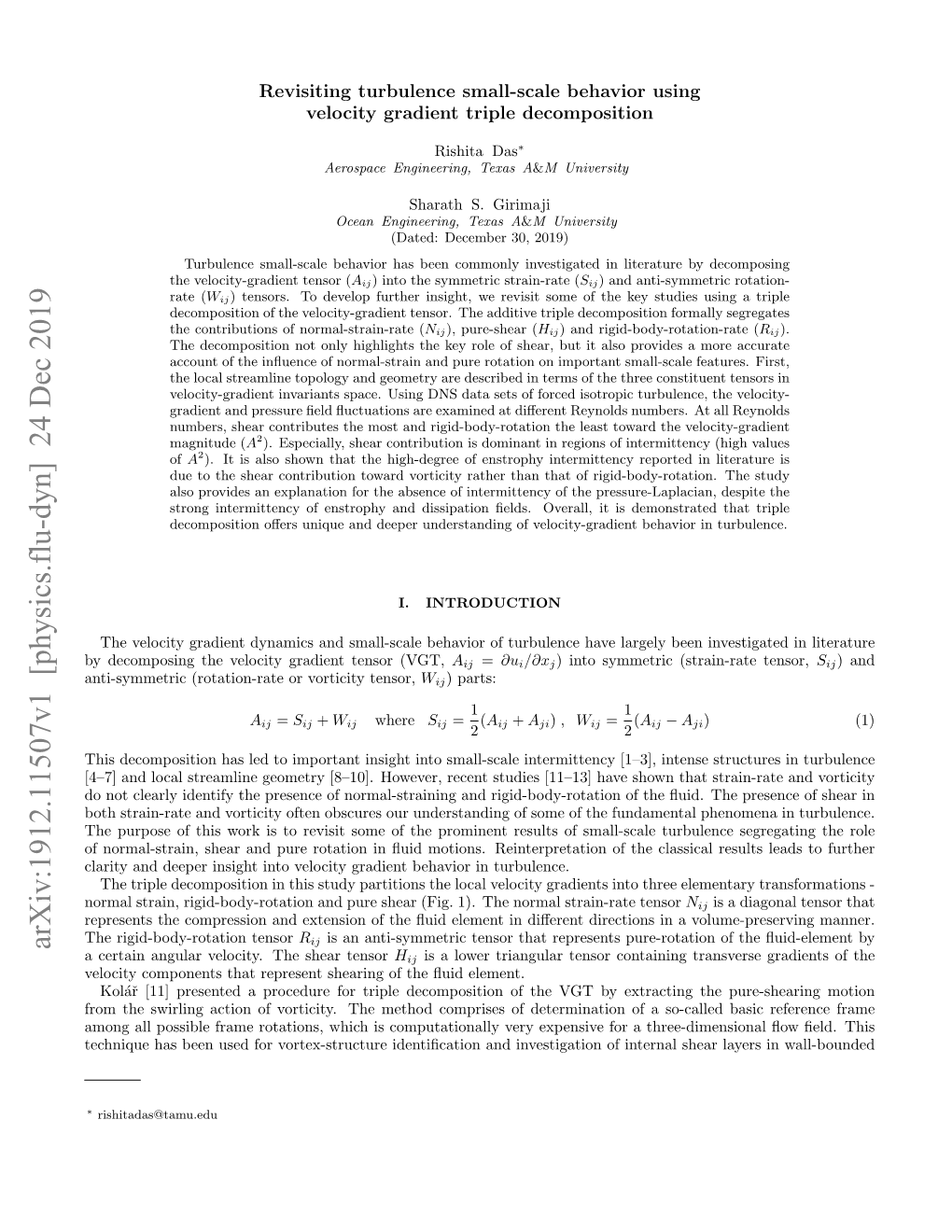 Arxiv:1912.11507V1 [Physics.Flu-Dyn] 24 Dec 2019 a Certain Angular Velocity